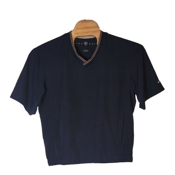 Nike Golf Wind Shirt V Neck Warm Up Jacket Size Medium Pull Over Blue Polyester - Picture 3 of 6